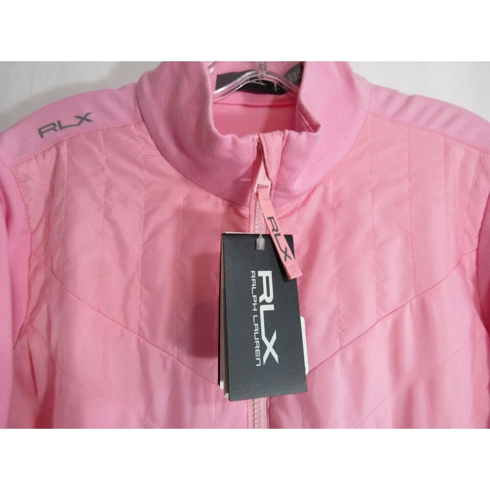 Ralph Lauren RLX Golf Pink 2 Way Zip Wicking Long Sleeve Jacket Size Medium NWT